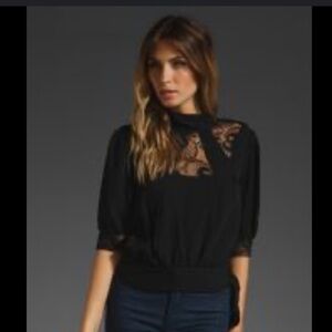 Vintage Milly Lace Silk Black Top, size 8